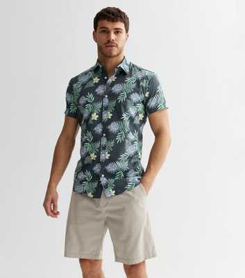 Jack & Jones Dark Grey Tropical Floral Short Sleeve Shirt