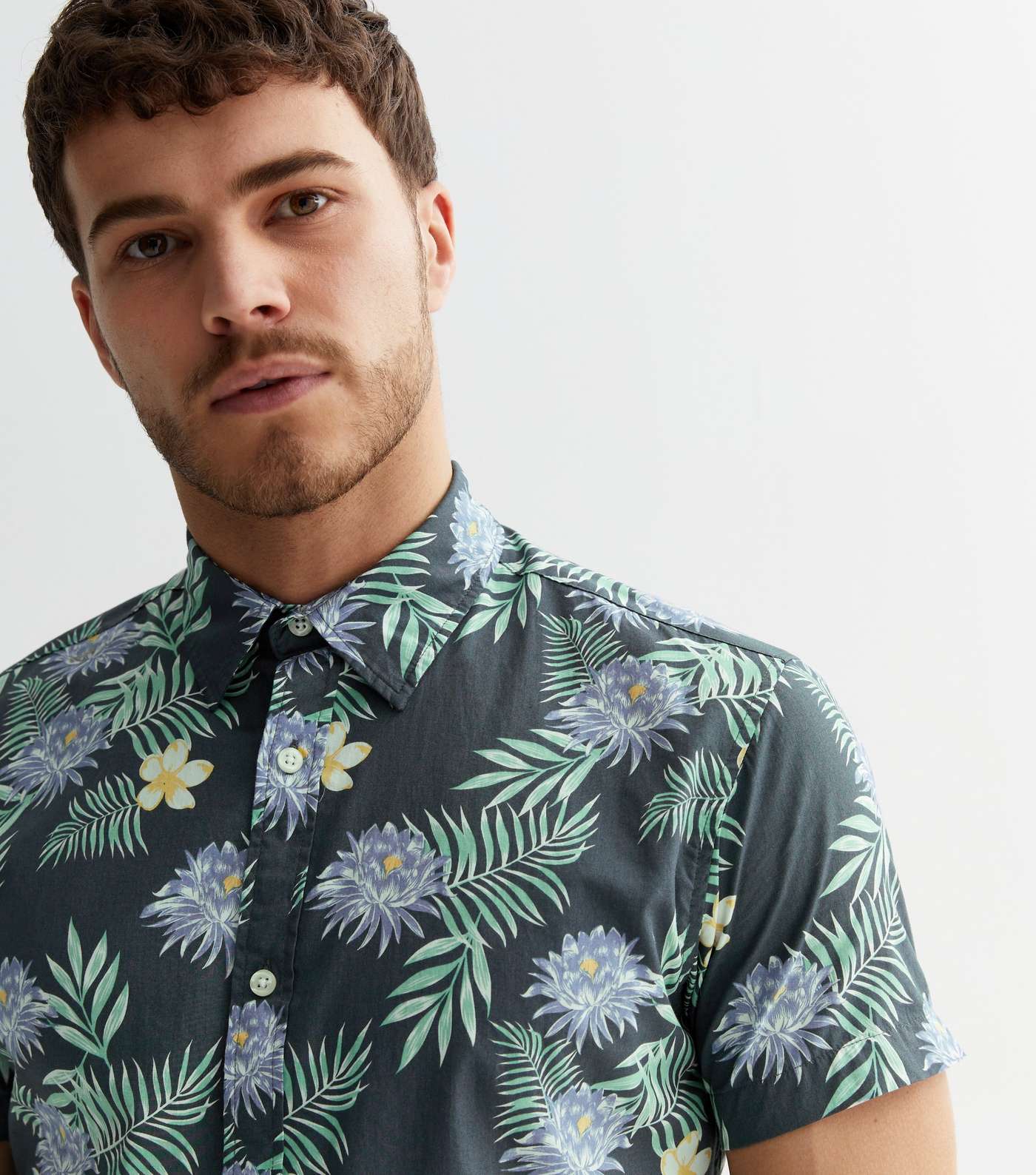 Jack & Jones Dark Grey Tropical Floral Short Sleeve Shirt Image 3