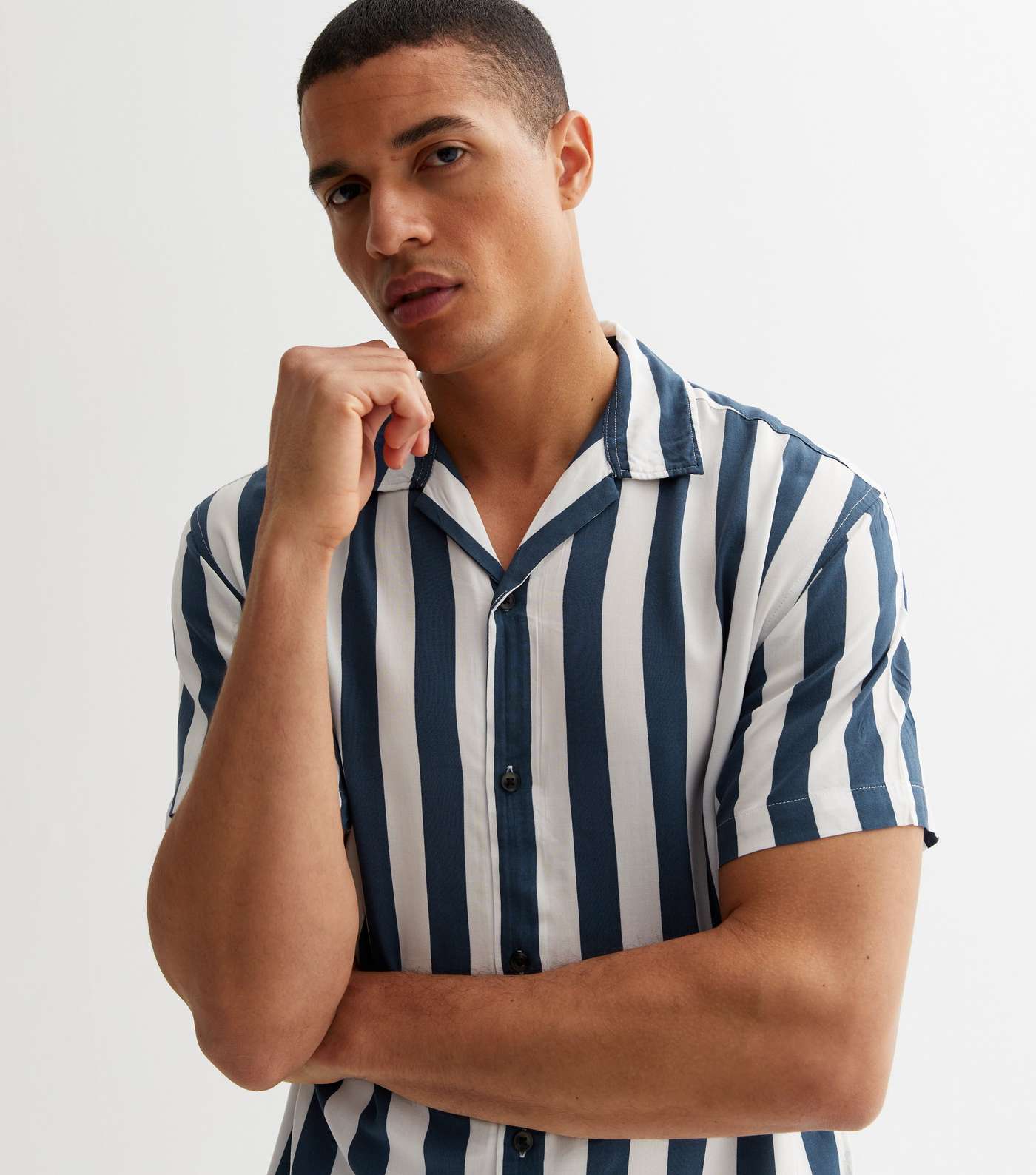 Jack & Jones Bright Blue Stripe Short Sleeve Shirt Image 2