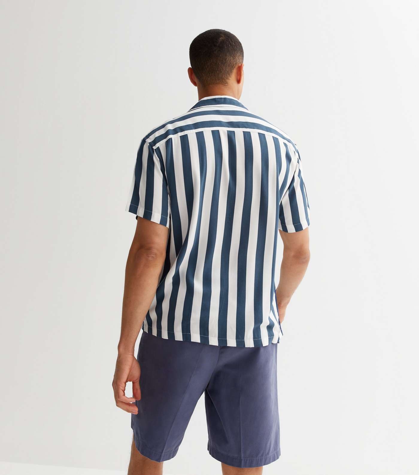 Jack & Jones Bright Blue Stripe Short Sleeve Shirt Image 4