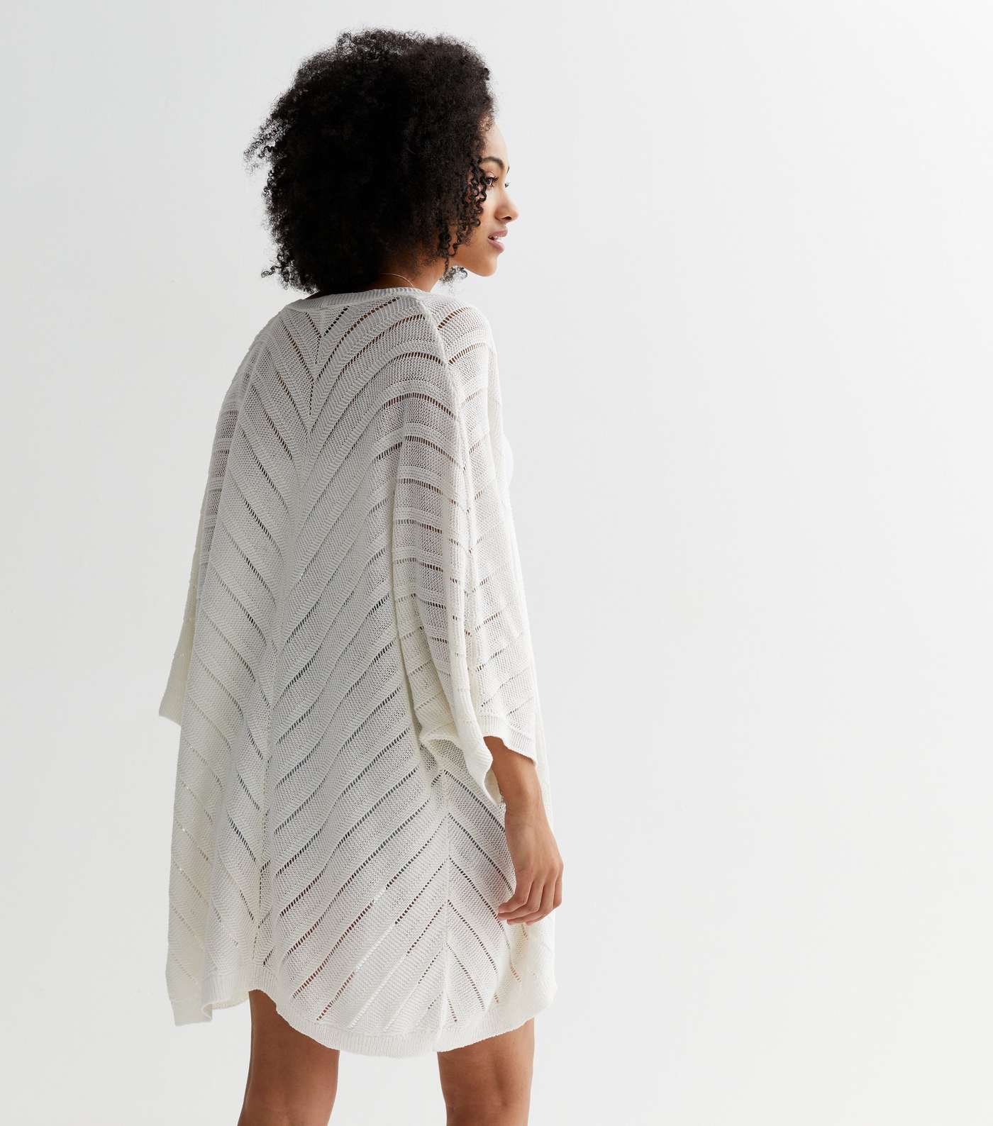 Tall Off White Chevron Knit Kimono Cardigan Image 4