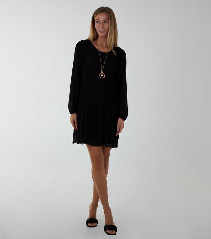 newlook.com | Blue Vanilla Black Pleated Mini Shift Dress