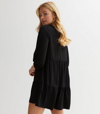 Black button 2025 smock dress