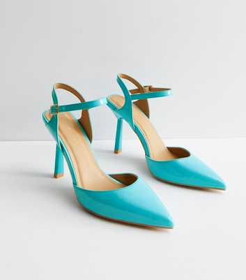 Blue Patent Stiletto Heel Court Shoes