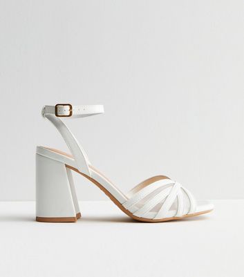 New Look Knot Front Strappy Block Heeled Sandals in White | Lyst UK