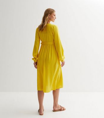 Mamalicious Maternity Yellow Midi Wrap Dress New Look