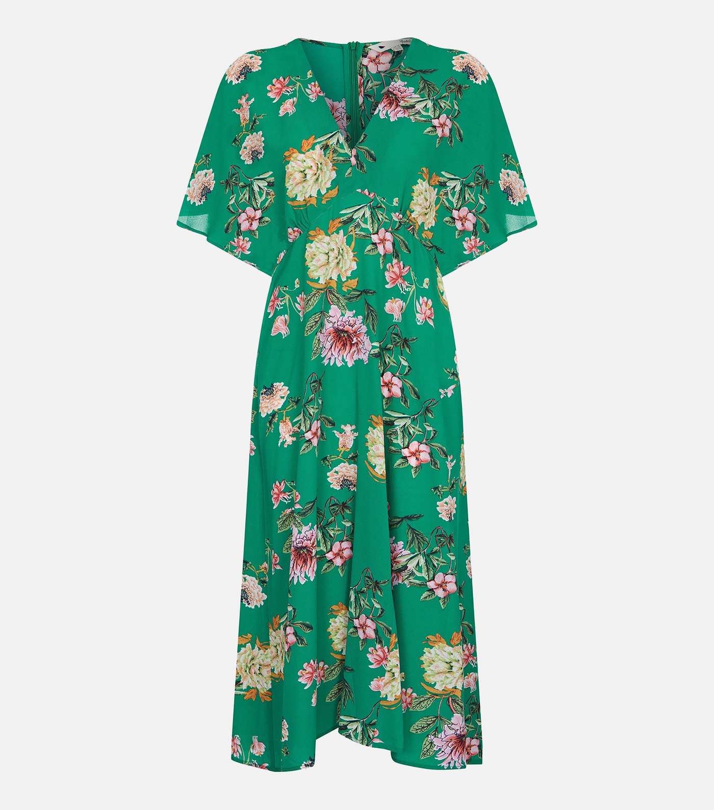 Yumi Green Floral V Neck Kimono Midi Dress Image 4