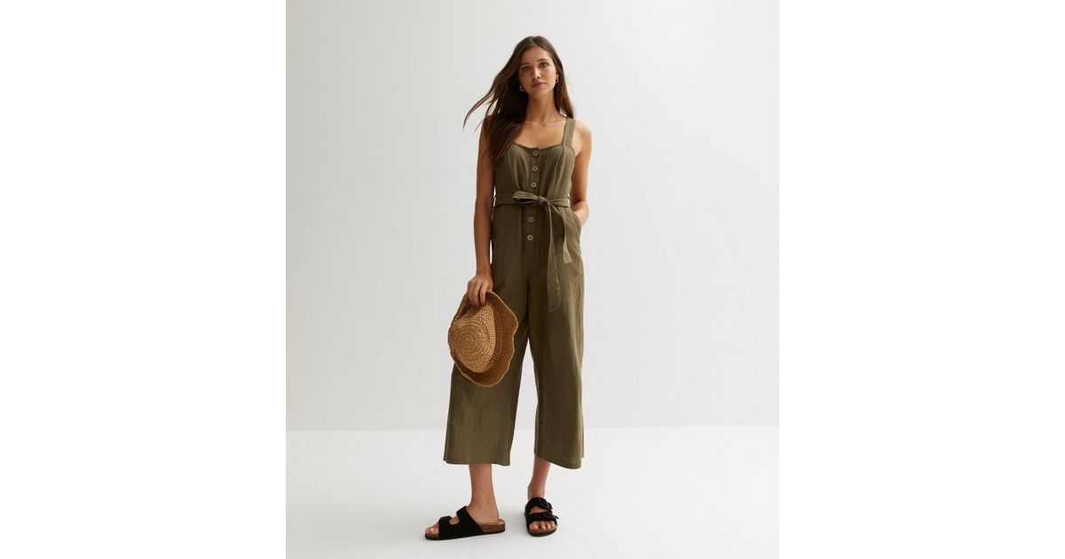 5212298 Khaki Buttoned Jumpsuit main image 1