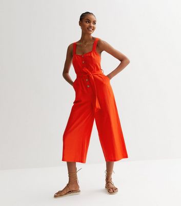 Cotton wide store leg jumpsuit