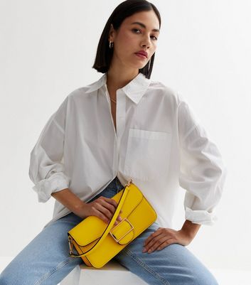 Yellow Leather-Look Baguette Chain Shoulder Bag New Look