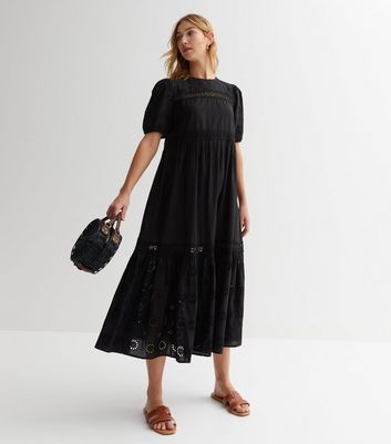 Broderie store black dress