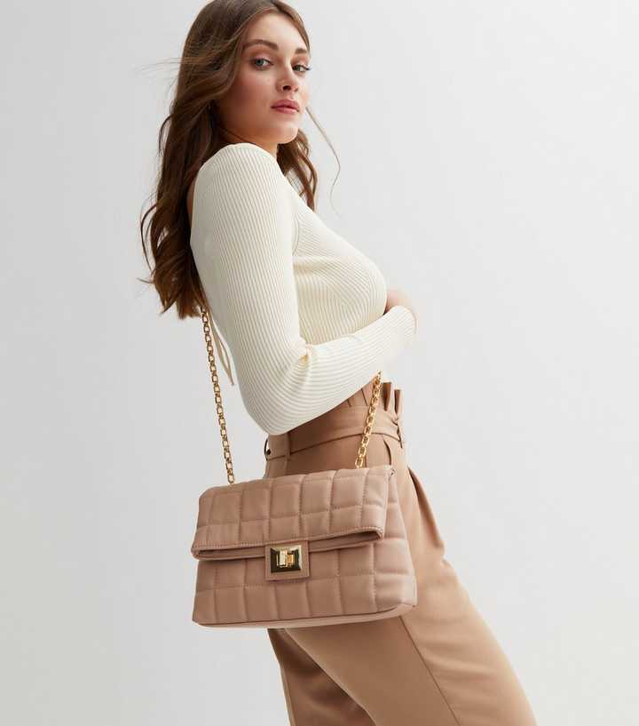 Camel Woven Chunky Chain Strap Shoulder Bag | New Look