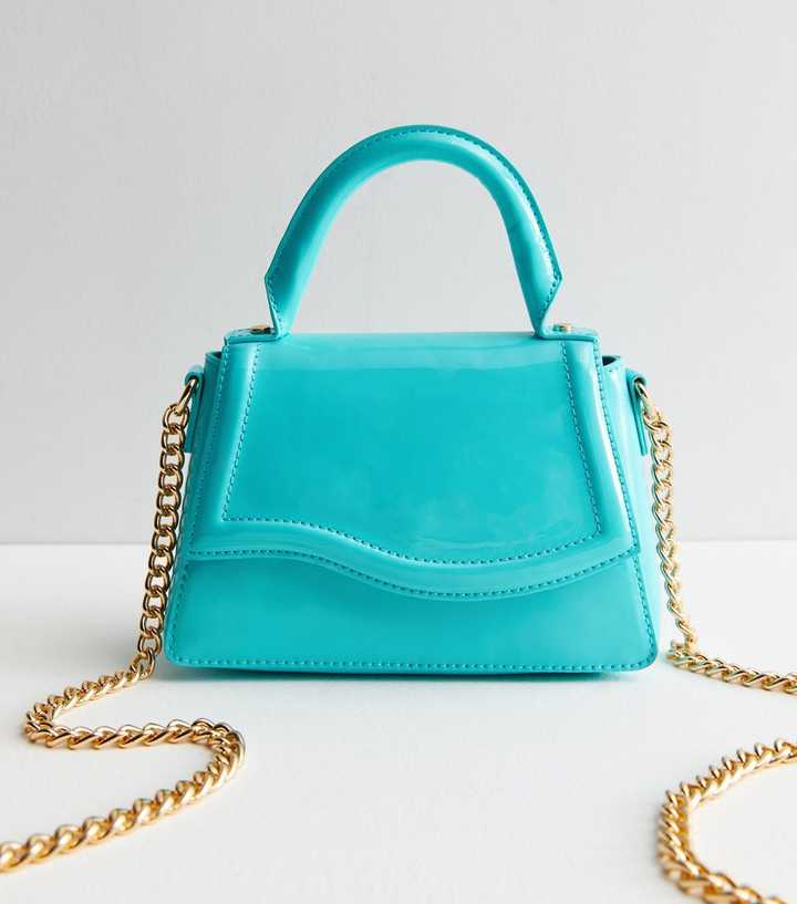 Bright Blue Patent Top Handle Cross Body Bag | New Look