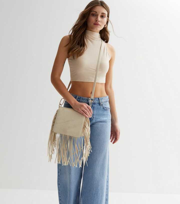 Creamy Fringe Crossbody Bag