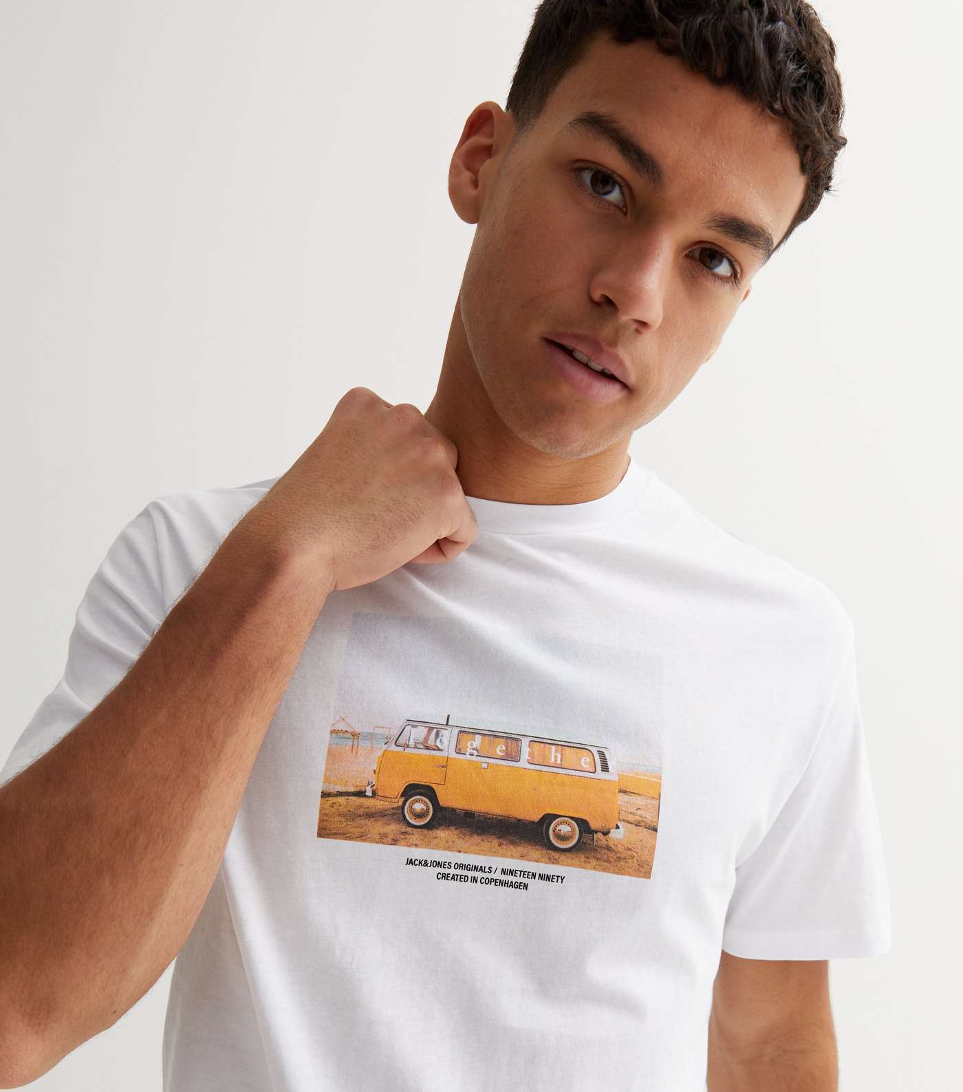 Jack & Jones White Camper Van Photo Logo T-Shirt
