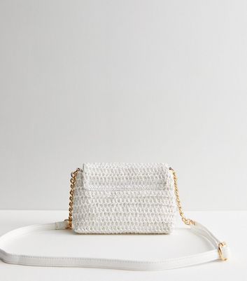 White Straw Effect Cross Body Bag New Look