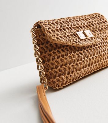 Stone Straw Effect Cross Body Bag