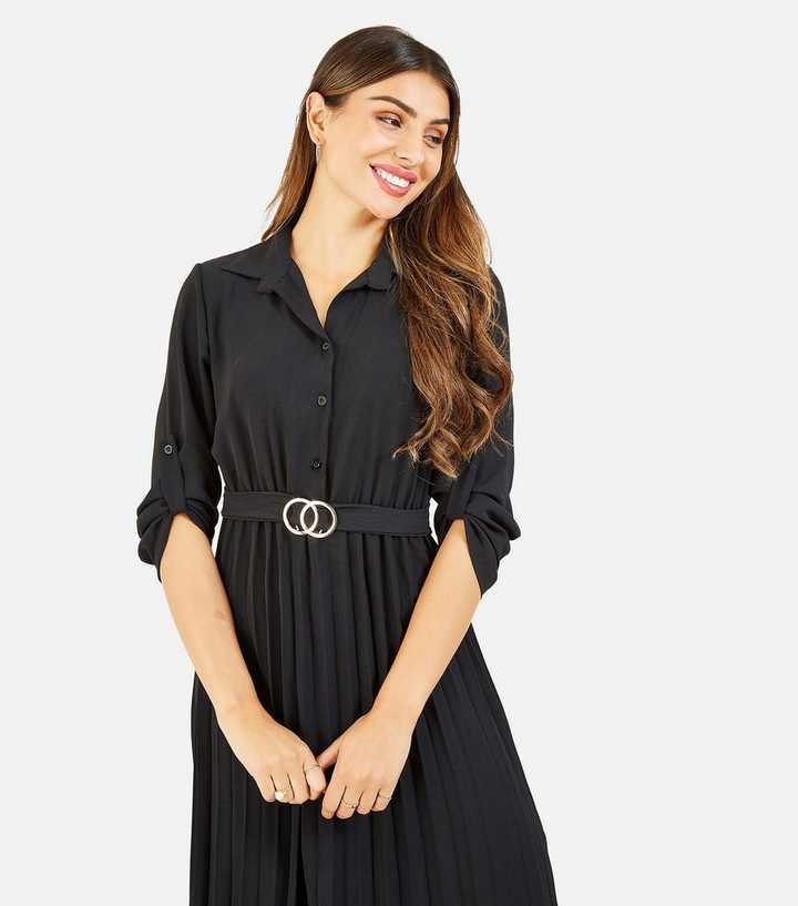 Pleated Tunic Dress - Black - Ladies