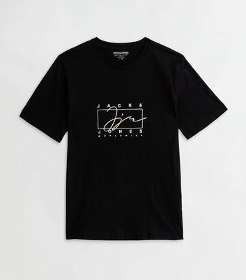 Men's Jack & Jones Black Cotton Jorsplash Logo T-Shirt New Look