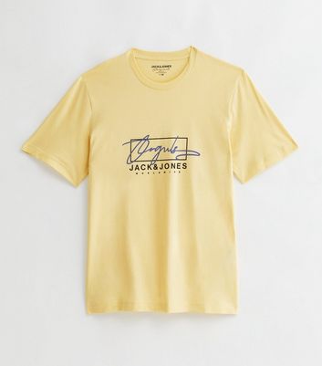 Men's Jack & Jones Mustard Cotton Jorsplash Logo T-Shirt New Look