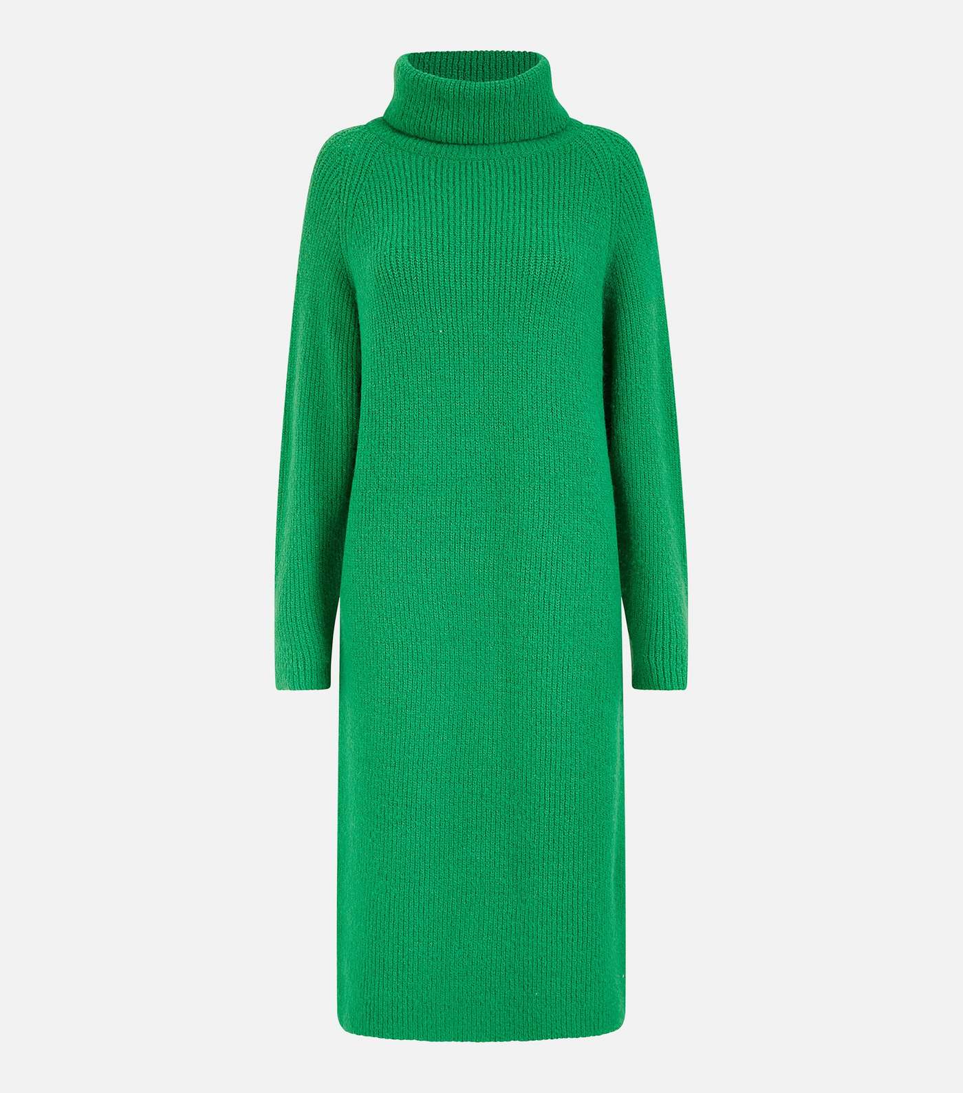 Yumi Green Knit Roll Neck Long Sleeve Midi Dress Image 9