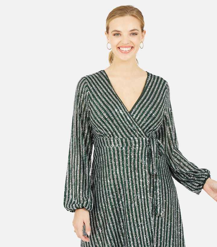 Long Sleeve Wrap Front Dress - Women from Yumi UK