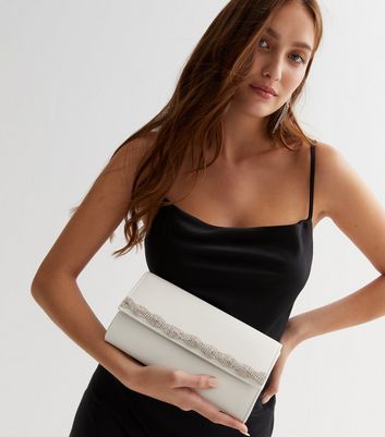 White diamante clutch discount bag