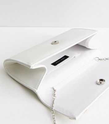 White Diamant Embellished Clutch Bag New Look