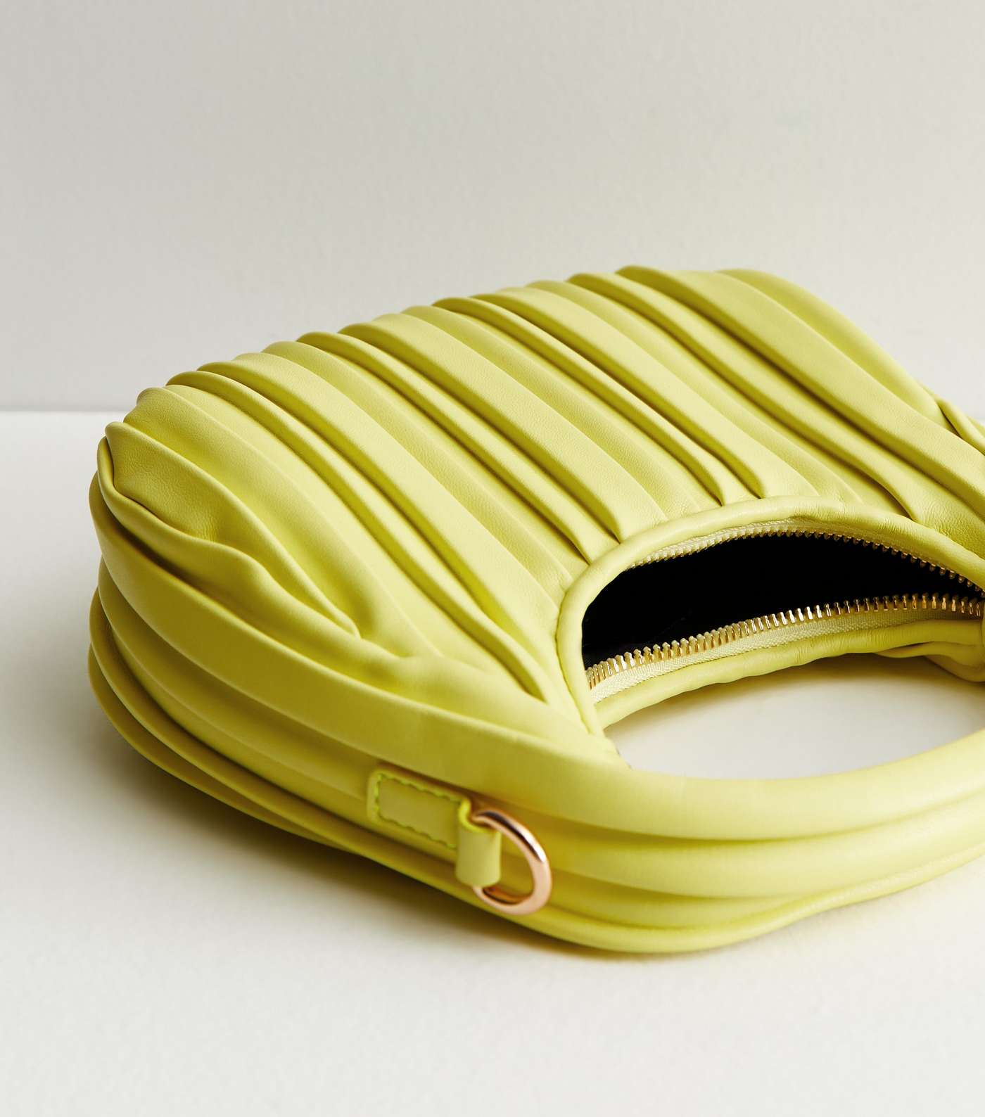 Yellow Plissé Shoulder Strap Grab Bag Image 4