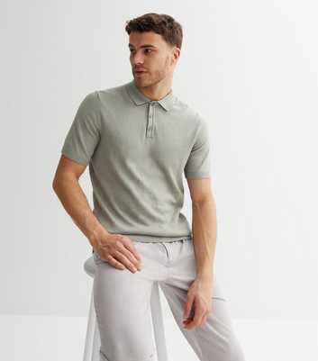 Jack & Jones Pale Grey Knit Short Sleeve Polo Shirt