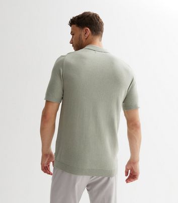 Men's Jack & Jones Pale Grey Knit Short Sleeve Polo Shirt New Look