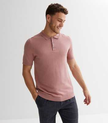 Jack & Jones Deep Pink Knit Short Sleeve Polo Shirt