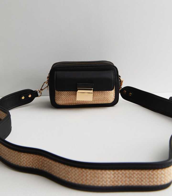 Black Straw Cross Body Bag, New Look