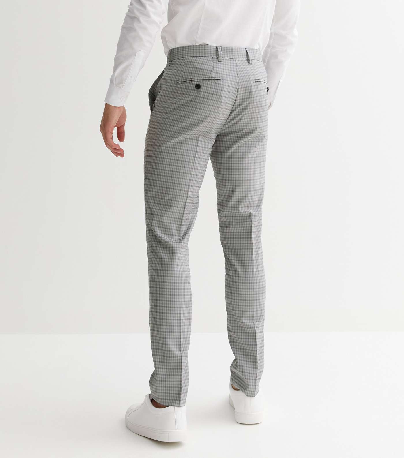 Jack & Jones Pale Grey Check Trousers Image 4