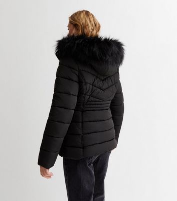 Puffer jacket with fluffy on sale hood