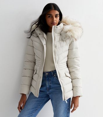 Fur trimmed store puffer jacket