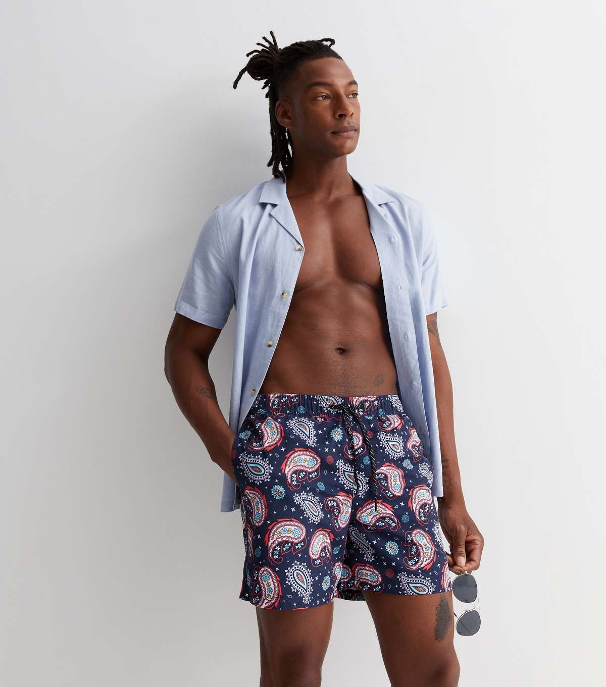 Men's Navy Paisley Swim Shorts Jack & Jones New Look