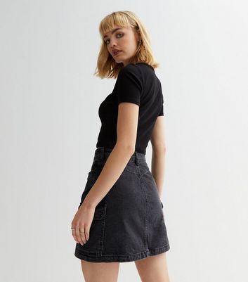 New look black denim best sale mini skirt