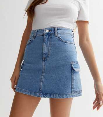 Blue Denim Cargo Mini Skirt