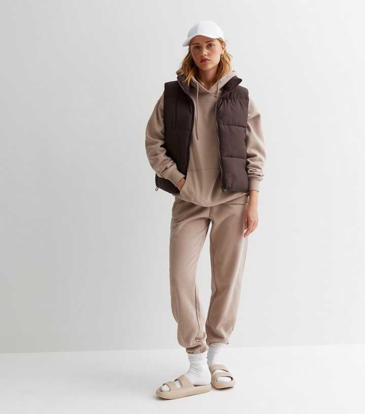 Dark Brown Puffer Crop Gilet