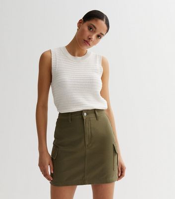 Stylish Khaki Denim Skirt
