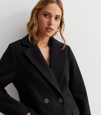 Black longline wool coat online