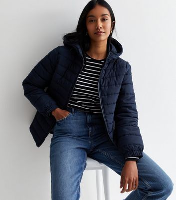 Navy Lightweight Puffer Jacket New Look