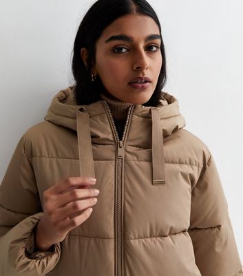 Camel color cheap puffer coat