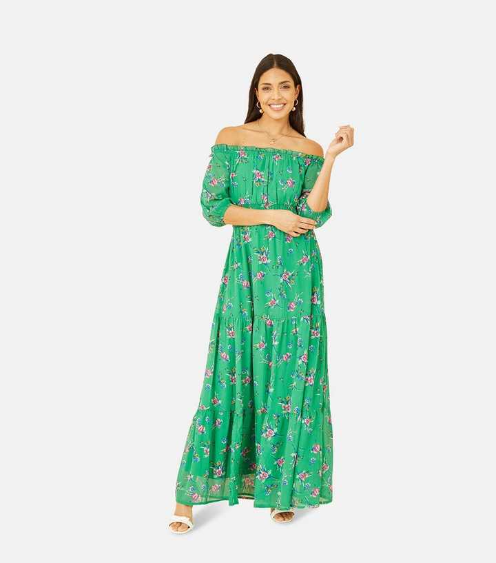 newlook.com | Yumi Green Floral Maxi Dress