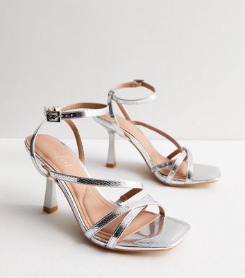 Silver strappy shoes new look sale