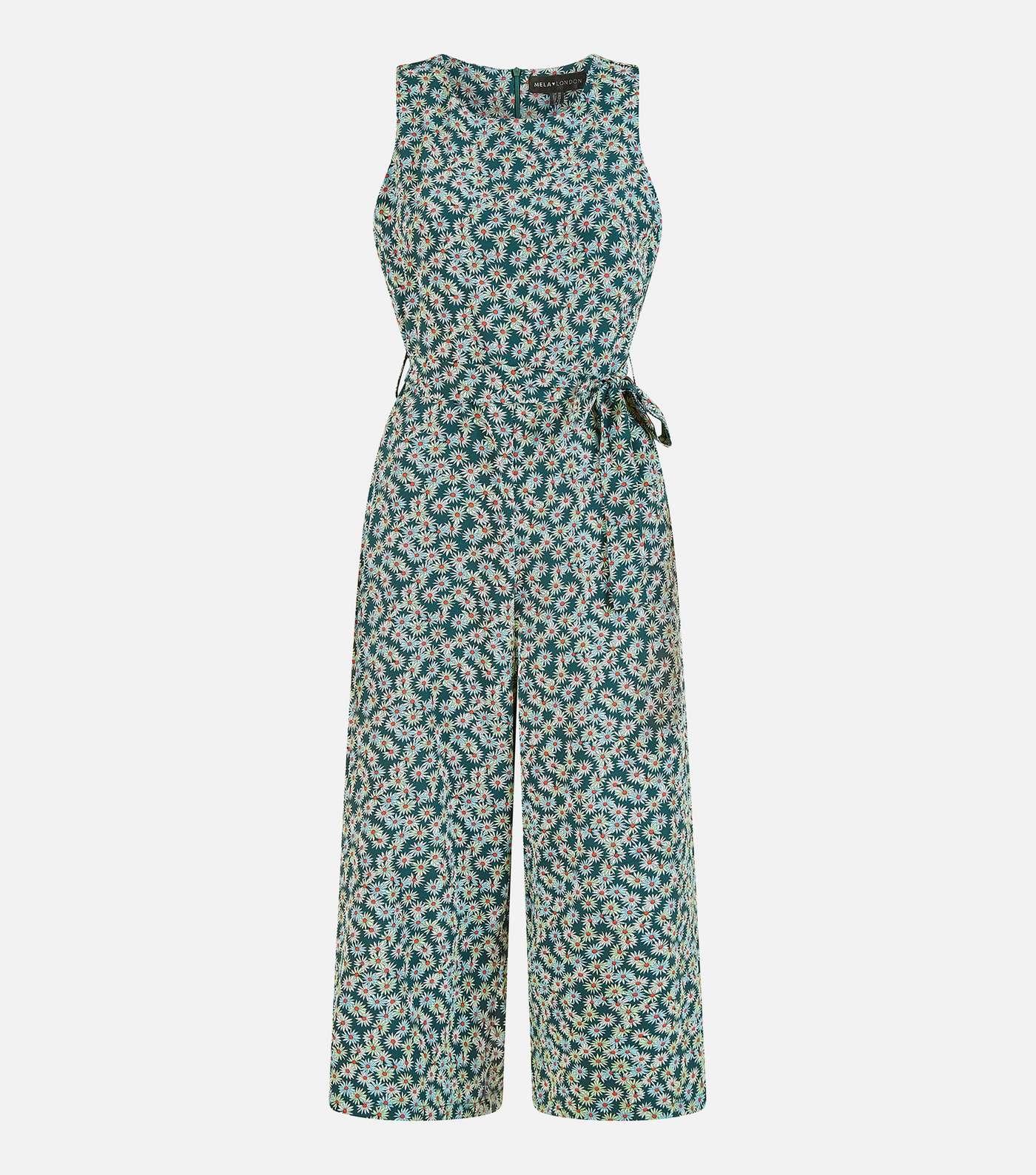 Mela Green Ditsy Floral Tie Waist Crop Jumpsuit Image 6
