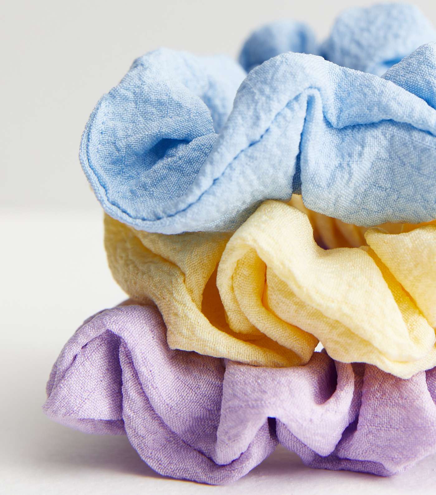 3 Pack Multicoloured Pastel Textured Scrunchies Image 2