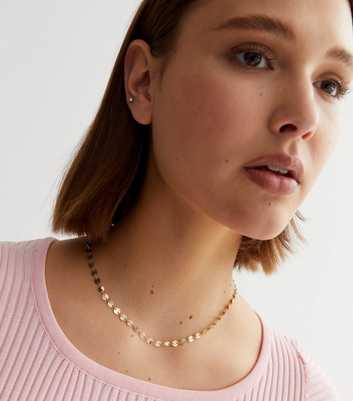 Gold Flat Disc Chain Necklace