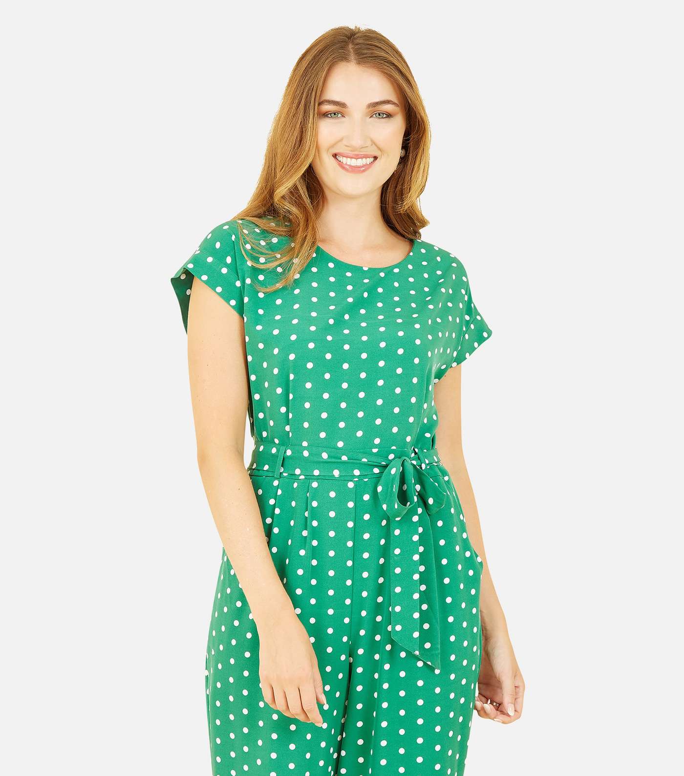 Yumi Green Spot Tapered Belted Jumpsuit Image 2